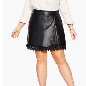 NWT City chic Lottie faux leather and lace mini skirt